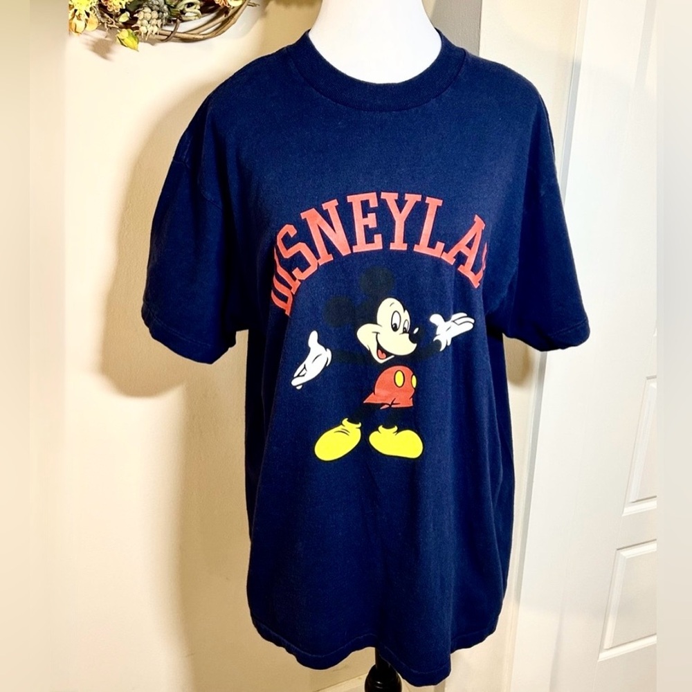 90”s Vintage Disney Resort Mickey Mouse Single Stitch USA Tee Navy Unisex L💛